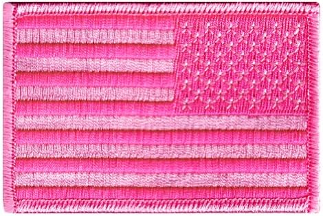 American Flag Bordoused Patch Reverse Pink EUA Estados Unidos America Iron-on-On