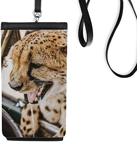 Organismo terrestre Animal Leopard Phone Cartlet bolsa pendurada bolsa móvel bolso preto