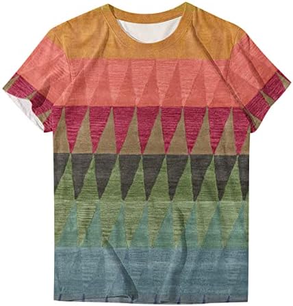 Tamas de camisetas para mulheres Tampas casuais de verão de manga curta gradiente de colorido