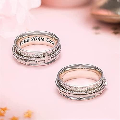 Anel de US $ 37 anéis femininos simples anéis de renúncias turnable anéis de casamento anéis de liga