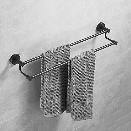 -S prateleira, toalha de toalha de toalha de toalha montada na parede de parede de trilho duplo prateleira de chuveiro