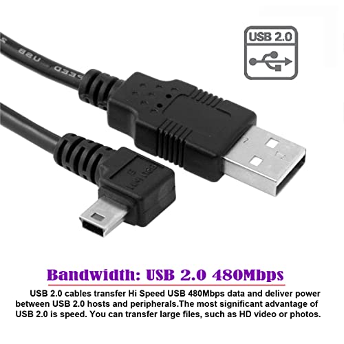 Cy mini USB B tipo 5pin macho reto angular 90 graus para USB 2.0 Cabo de dados masculino com ferrita 3,0m