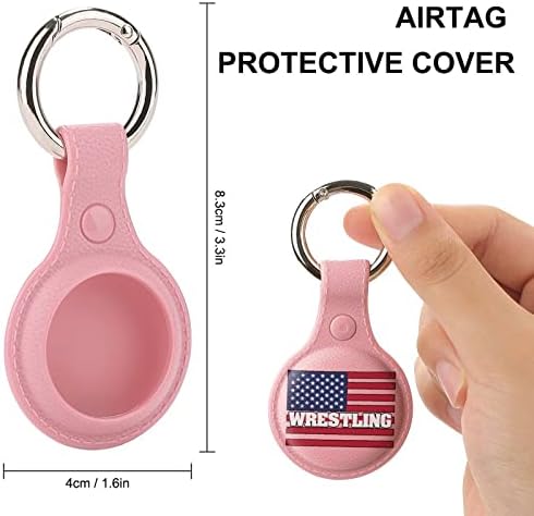 Wrestling USA Flag Case de proteção compatível com o suporte do localizador anti-perdido Airtag com anel-chave
