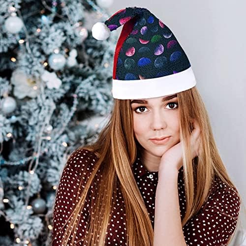 Lua colorida Hat de chapéu de Natal engraçado lantejoulas chapéus de Papai Noel para homens Mulheres
