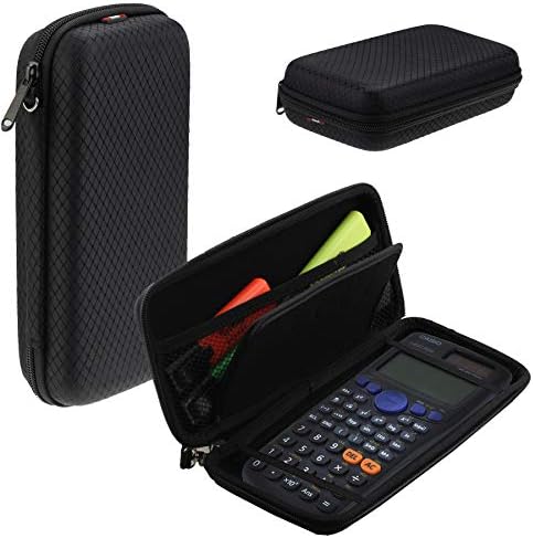 Calculadora de gráficos pretos Navitech Case/tampa dura com bolsa de armazenamento compatível com o Casio FX-9750GII-S-UH