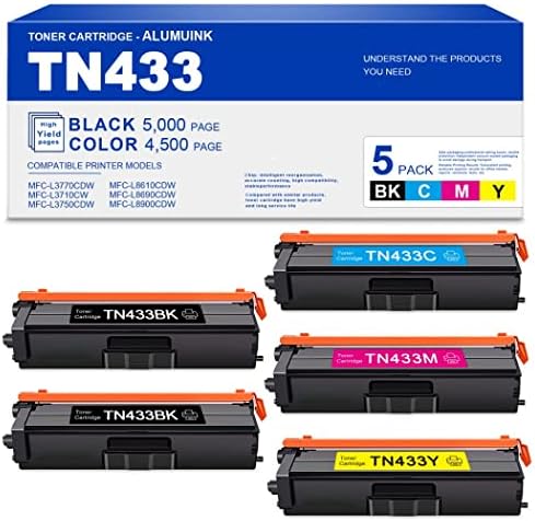 TN433 TN-433 Substituição de 5 pacote de cartucho de toner para o irmão TN433BK TN433C TN433M TN433Y PARA HL-L8260CDW