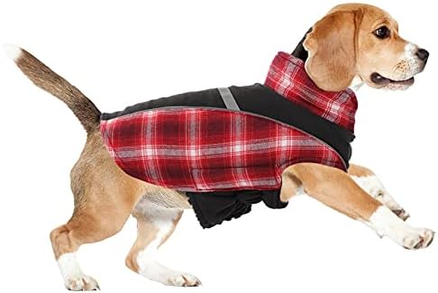 Casaco de cachorro serrarmong, jaqueta de cachorro xadrez de estilo britânico com cinta refletiva, casaco de
