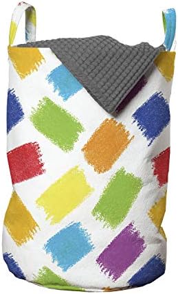 Bolsa de lavanderia abstrata de Ambesonne, repetindo o padrão de pintura de rabisco infantil colorido