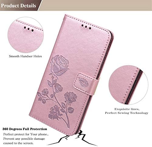 Caixa de carteira de padrão de flores de rosa Ysnzaq para Samsung Galaxy A13 5G /Galaxia A04S, suporte