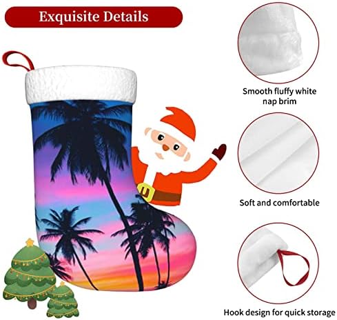 Waymay Palm Tree Sunset Christmas Stocking 18 polegadas de natal pendurar meias clássicas de