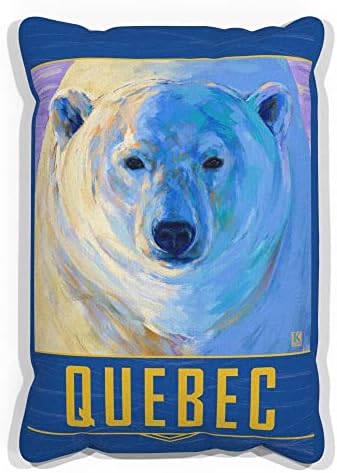 Quebec Polar Bear Faux Suede Sofá Pillow da pintura a óleo do artista Kari Lehr 13 x 19.