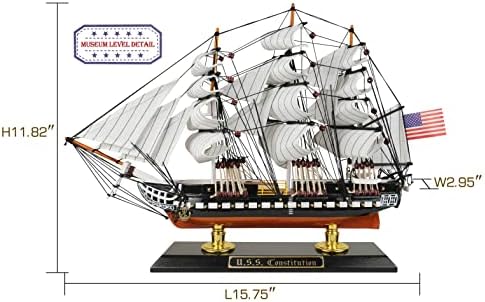 SailingStory Modelo de madeira Navio USS Constituição 1/225 Réplica em escala Modelo de veleiro Decoração de veleiro