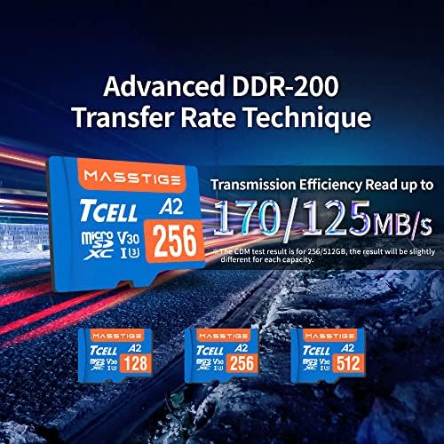 TCELL MASSTIGE 128GB MICROSDXC A2 U3 V30 USH-I Lê 170MB/s grava 110MB/s Full HD & 4K UHD Video Memory SD Card