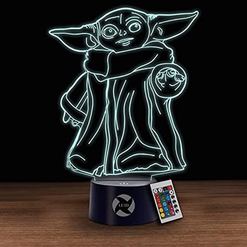 Le3d 3D Ilusão de óptica Luz noturna - Cria grandes sonhos - Star Wars Baby Yoda