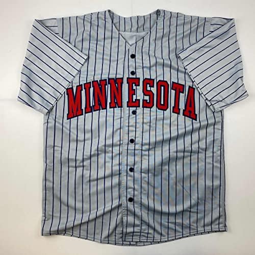 Autografado/assinado Johan Santana Minnesota Grey Pinstripe Baseball Jersey PSA/DNA COA