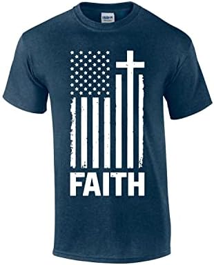 Faith Cross American Flag Christian Sleeve T-Shirt Graphic Tee