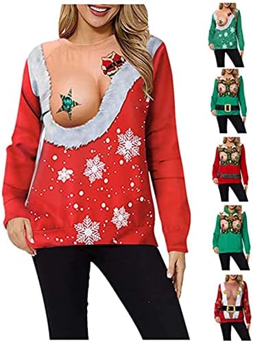 Moletom de Natal engraçado para mulheres Casual Crewneck moletom gráfico de férias unissex camisas de pulôver