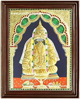 Galeria de Arte Sandiv Pillaiyar Patti Ganesha Tanjore Pintura - 22 Carat Pintura de Ganesh Ganesh - Vinayagar