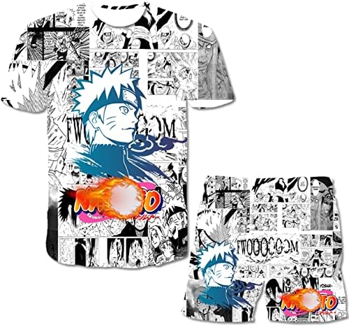 Hemexs Anime T-shirt 3D camisa de manga curta impressão de meninos e meninas shorts de manga curta