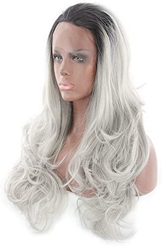 Poço perucas gradiente preto gradiente cinza fibra química de alta temperatura peruca de seda