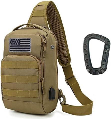 Saco de Sling Tactical Sling Backpack Saco de mochila Molle com carga USB porto de porto de ombro de caça