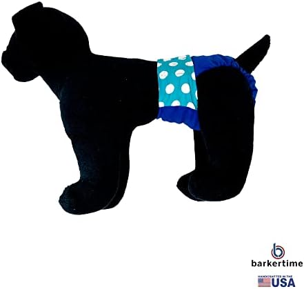 Polca turquesa de Barkertime em Blue Premium Imper impermeável fralda de cachorro, xxl, com orifício de traseira