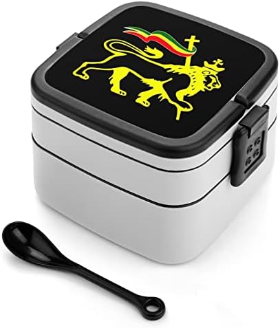 Rasta-Lion de Judah Retro Retro Double empilhável Bento Lunch Box Container para viagens de piqueniques no