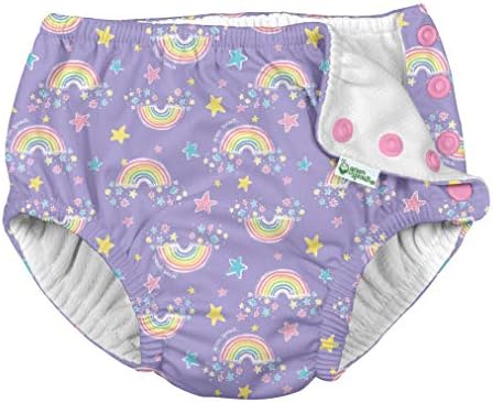 Eu jogo garotas reutilizáveis ​​absorventes fraldas de natação de bebê violeta arco -íris 3t