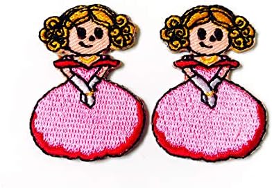 Defina 2 pcs. Mini Lady Princess LOTO DE CARACTOON LOGO APPLICK Bordado costurar em ferro em patch para mochilas