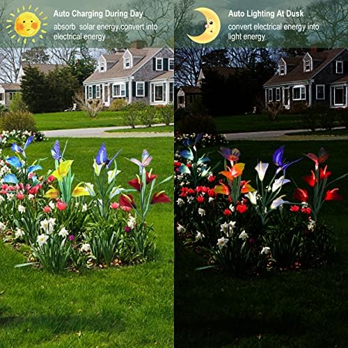 Luzes de flores solares Decoração de jardim ao ar livre - 4 pacote 7 Alteração de cor Led Solar