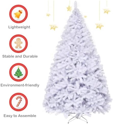 RivallyCool 9/7.5/6ft Árvore de Natal Artificial Branco, Árvore Compurada com Arreca Premium com Spra
