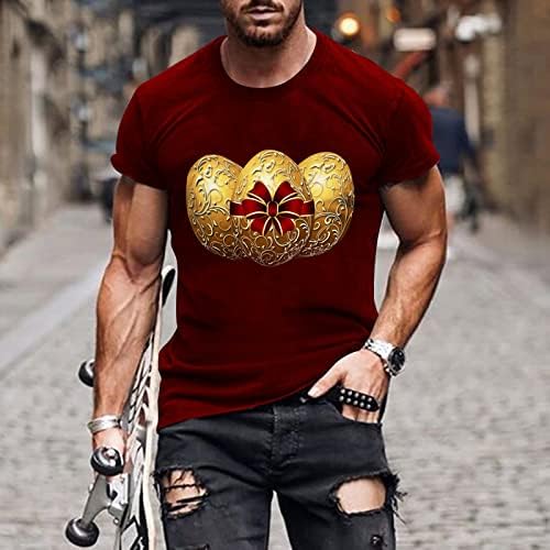 Camisetas de Páscoa para homens Pescoço redondo Prinha camisetas casuais topo camisas de manga