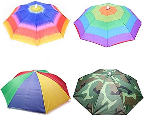 Pacote de chapéu de guarda -chuva 4 para crianças adultos ao ar livre de 20 Cabeça de cabeça multicolor