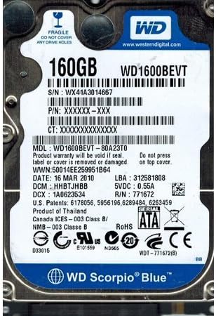 160 GB IDE 5.4K RPM 2.5in - WD1600BE