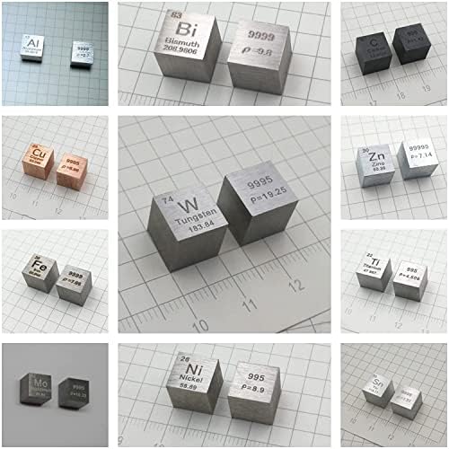 Cubo do elemento Goonsds - conjunto de 15 densidade de metal cubest inclui zinco de alumínio de alumínio de alumínio