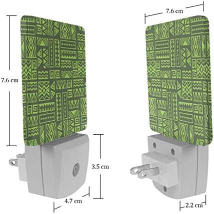 Rodailycay sensor leve à noite Bohemia Boho Green, 2 pacotes de luzes noturnas se conectam na parede, luminosas