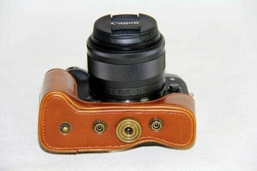 Caixa protetora de couro PU, bolsa para câmera Canon EOS M50 / M5 com 15-45mm