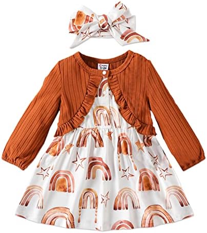 Patpat Baby Girls Dress and Cardigan Conjunta 2 PCs Criança de menina de girassol vestido sem mangas e manga