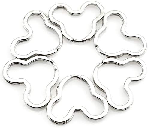 Heyous 10pcs criativo anel de chave plana prata Diy Metal Key Tecling Keyring Keychain Loop Mickey Mouse Shape