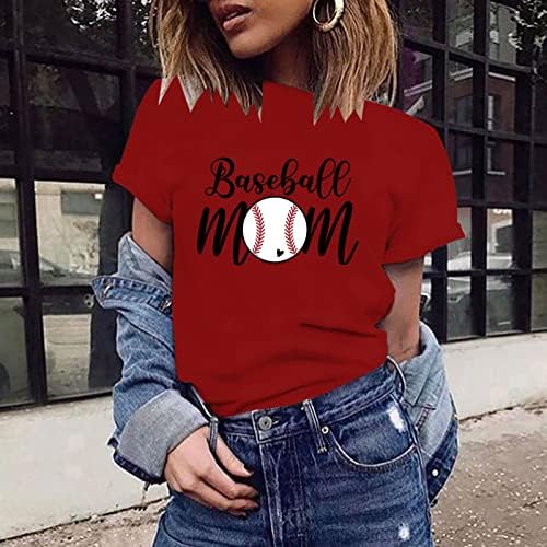 Camiseta feminina de mamãe de beisebol tampa de tee gráfica feminina blusas de pescoço redondo de manga curta camisas