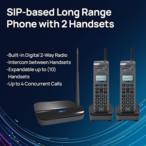 Engenius Freestyl SIP2, Long Range, telefone portátil de VoIP de 900 MHz com rádio bidirecional