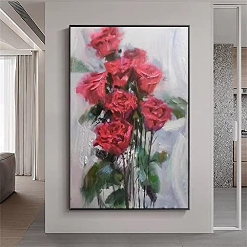 Liruxun pintado à mão Red Rose Flor Landscape odipling Decoration como presente Unboxing