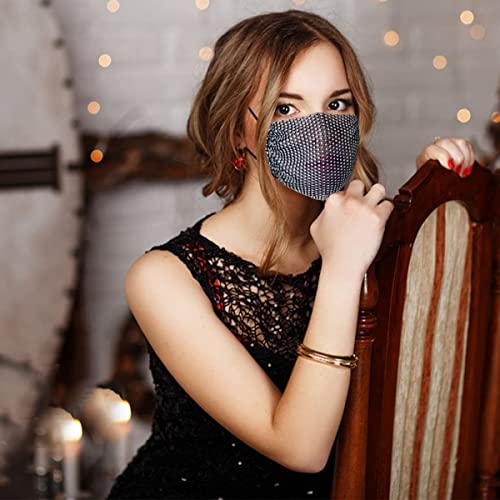 Máscaras de malha máscaras de strass respiráveis ​​máscaras faciais para mulheres máscara brilhantes para