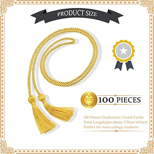 Cordos de graduação de 100 peças Cabos de graduação de ouro com borlas com o cordão de honra