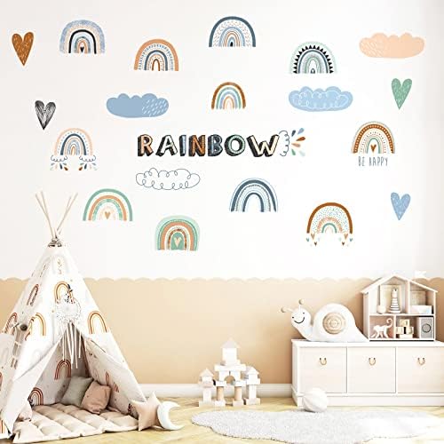 Decalques de parede do arco -íris, Boho Rainbow Wall Stickers Peel e Stick Vinyl DÉCOR DE VINIL DÉCORA PARA CRIME