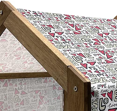 Ambesonne Love Wooden Pet House, Graffiti Style Love Word With Hearts Casal Date Sentimentos românticos