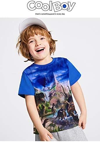 Toddler meninos camisa Dinosaur Manga curta Camiseta 3D Verão Crianças infantis de animais de algodão gráfico