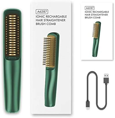 CuJux Wirelesshair Curler Hairstraightener 2 em 1 Profissional Hot pente Hot Anti-Perm Brush de cabelo reto