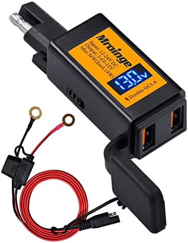 Carregador USB de motocicleta, Mroinge 36W SAE para USB Adaptador Dual Porta Dual QC3.0/2.0 Carga rápida,