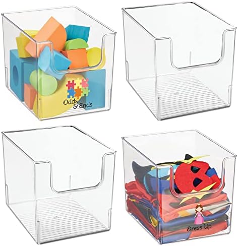 Mdesign Deep Plastic Home Storage Organizer Bin - Recipiente para viveiro, quarto de crianças, brinquedo ou sala